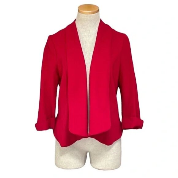 Alberto Makali Blazer Jacket Red Open Front Wool Size Medium - Picture 1 of 12